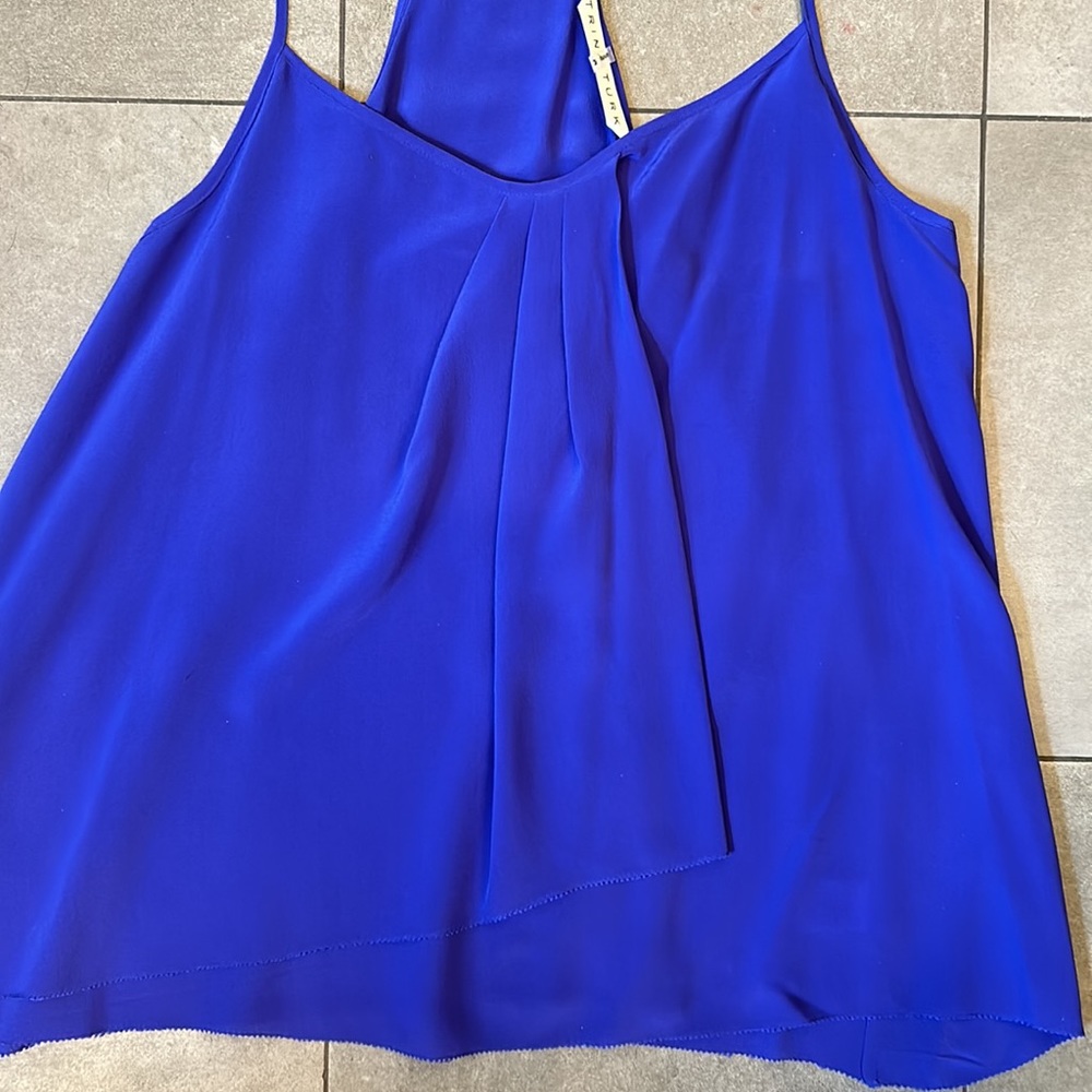 Trina Turk Marojella Blue Razor Back Silk Camisole - Picture 4 of 9